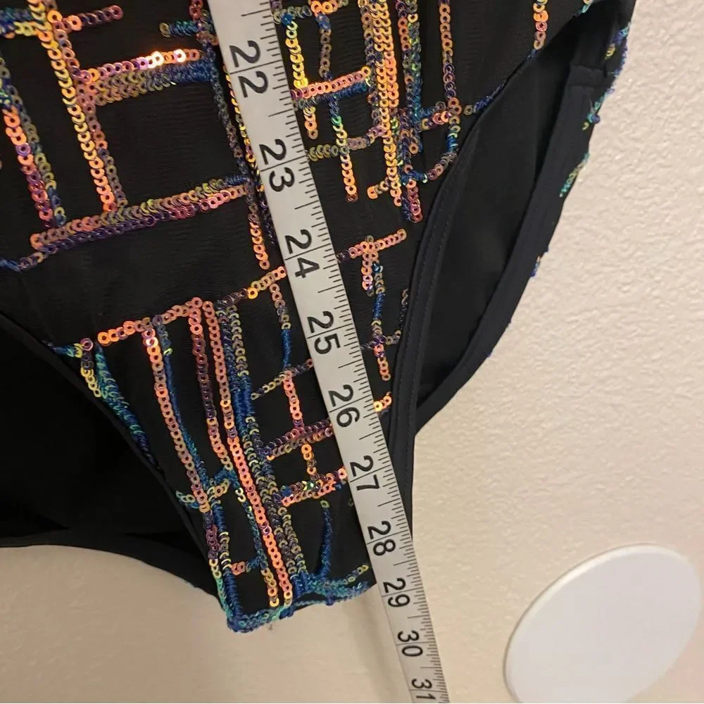 Weissman Elite dance costume black Hologram Sequin Leotard NV11463 SA adult